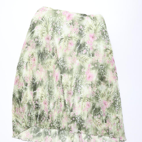 LUCIA Womens Green Floral Polyester Swing Skirt Size 18