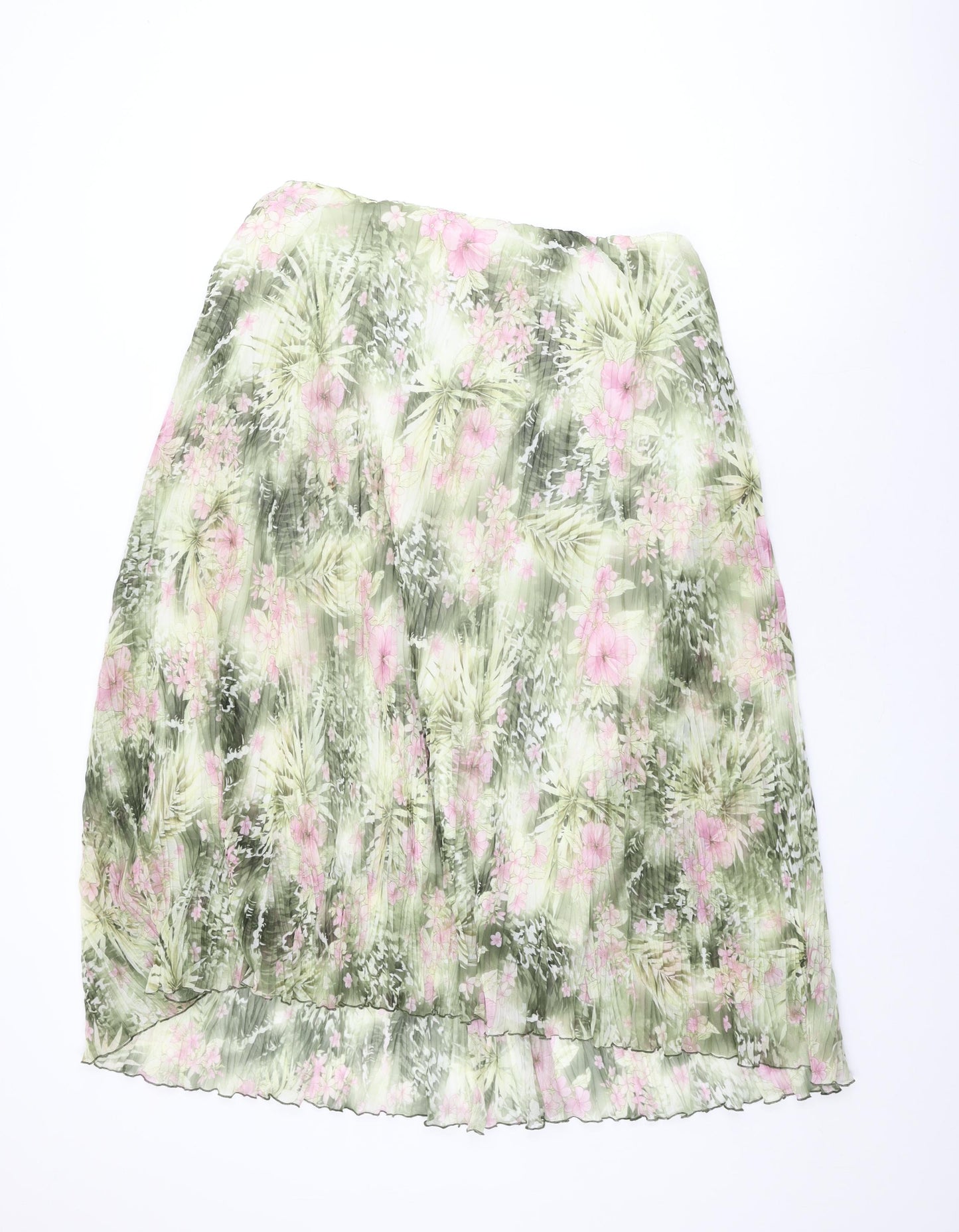 LUCIA Womens Green Floral Polyester Swing Skirt Size 18