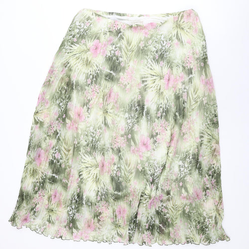 LUCIA Womens Green Floral Polyester Swing Skirt Size 18