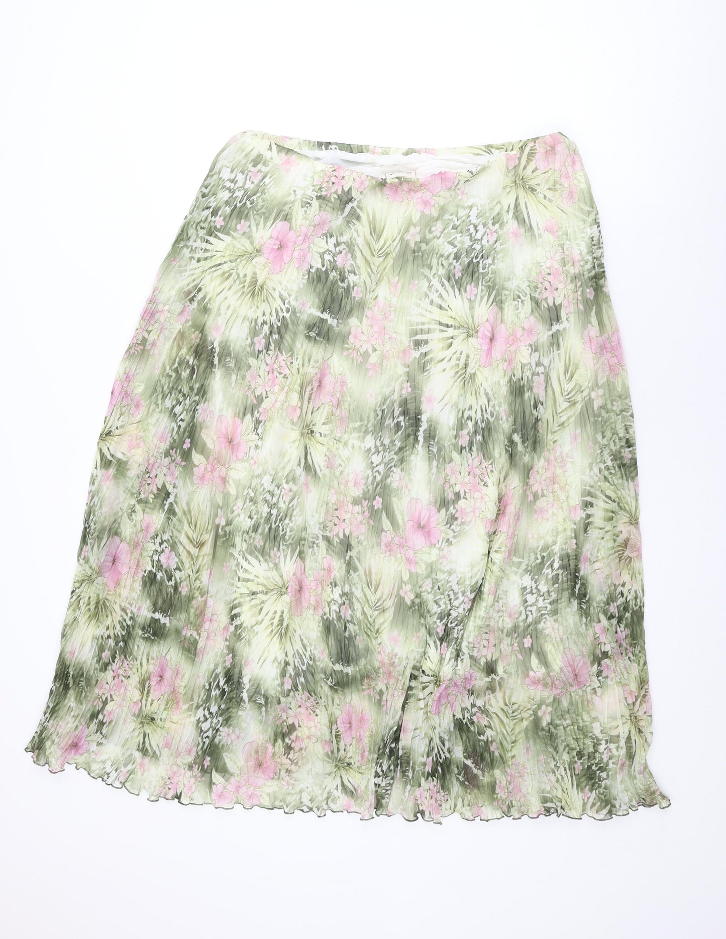 LUCIA Womens Green Floral Polyester Swing Skirt Size 18