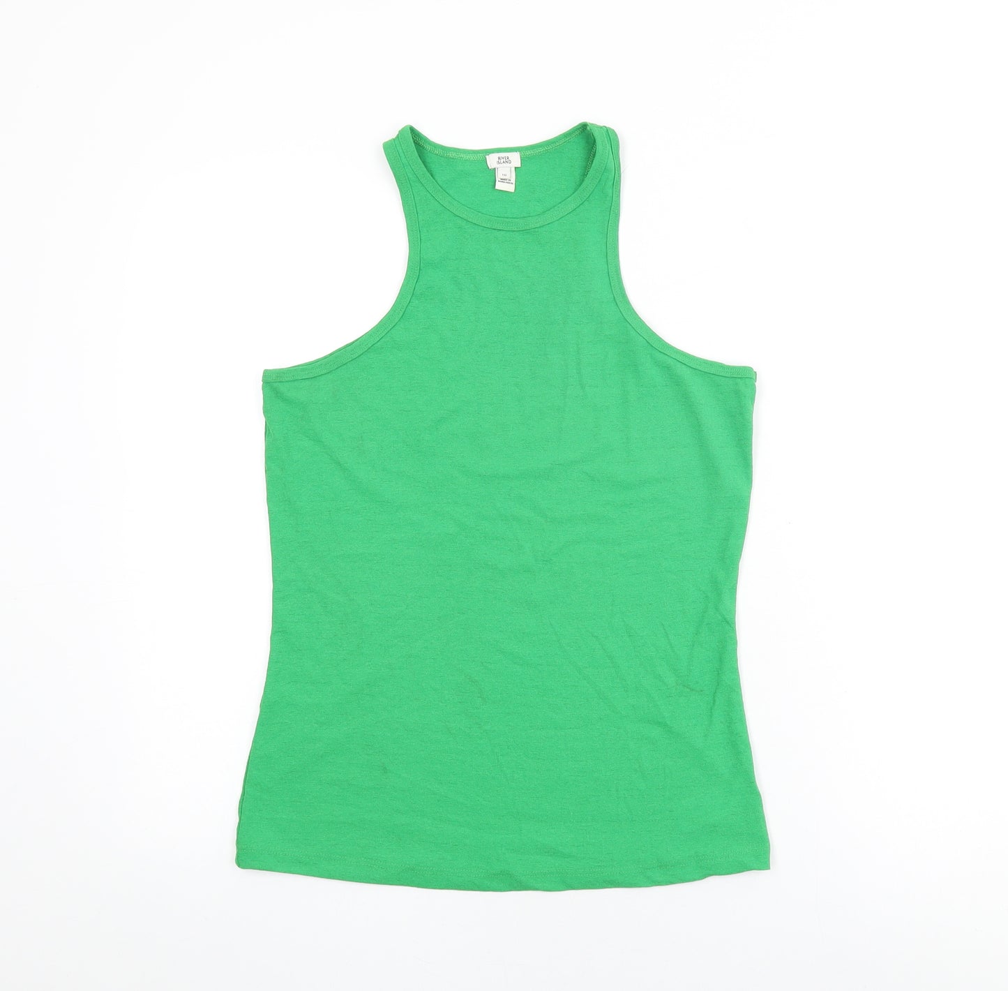 River Island Womens Green Polyester Basic Tank Size 16 Round Neck