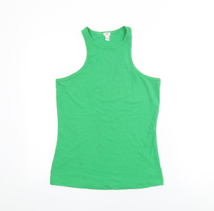 River Island Womens Green Polyester Basic Tank Size 16 Round Neck