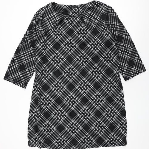 Roman Womens Black Geometric Polyester Shift Size 18 Round Neck Pullover