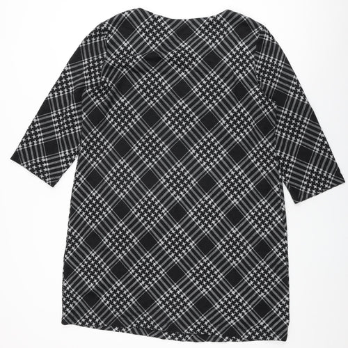 Roman Womens Black Geometric Polyester Shift Size 18 Round Neck Pullover