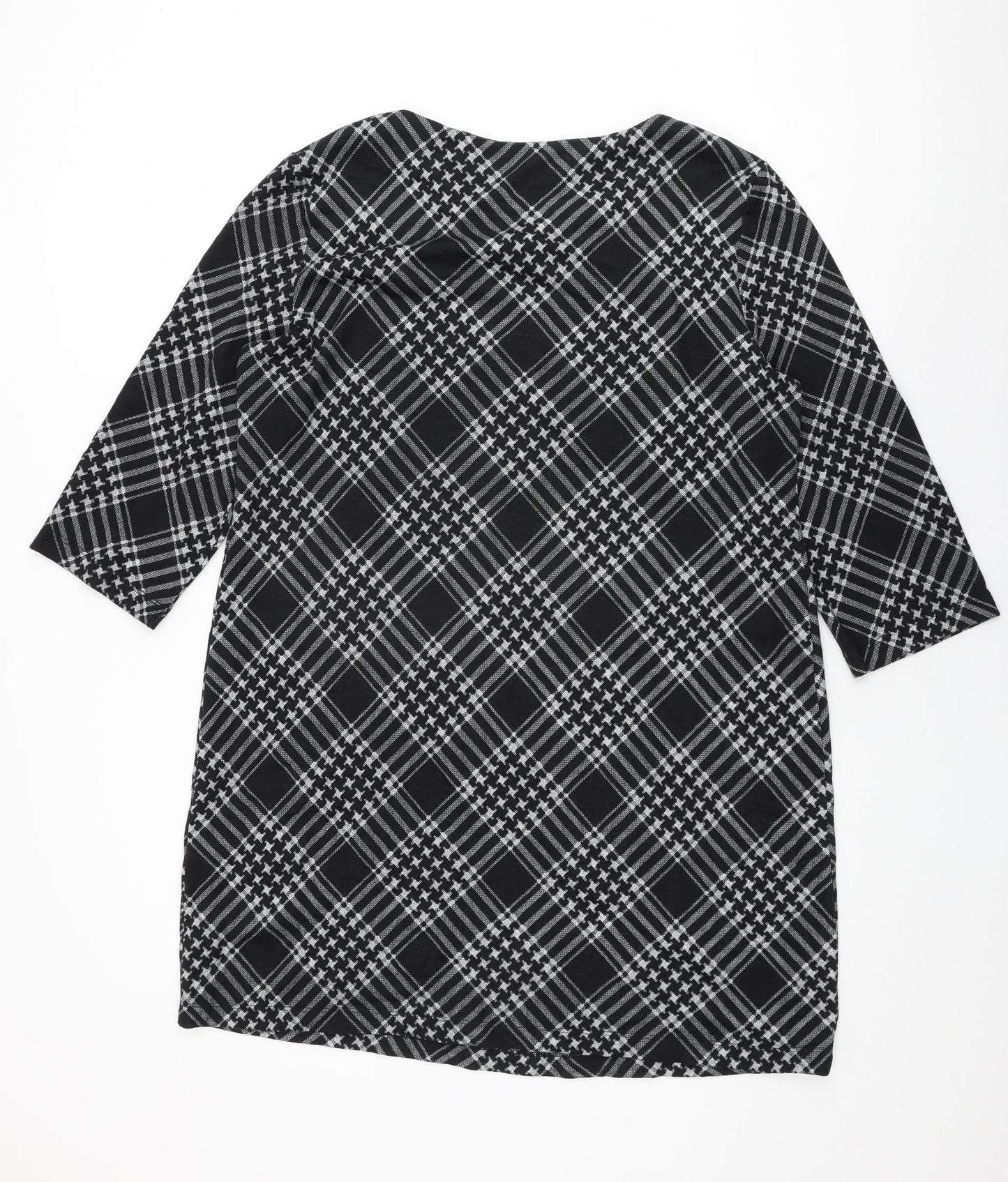 Roman Womens Black Geometric Polyester Shift Size 18 Round Neck Pullover