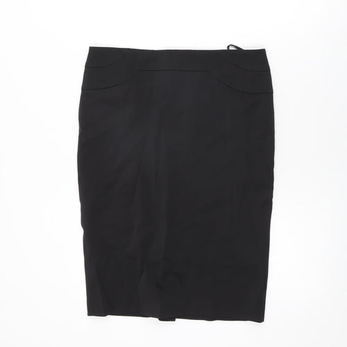 Warehouse Womens Black Cotton Straight & Pencil Skirt Size 12 Zip