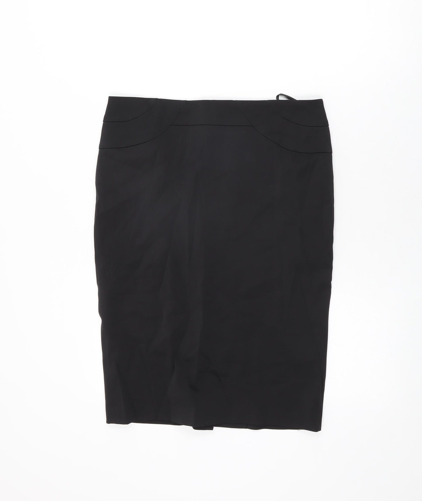 Warehouse Womens Black Cotton Straight & Pencil Skirt Size 12 Zip