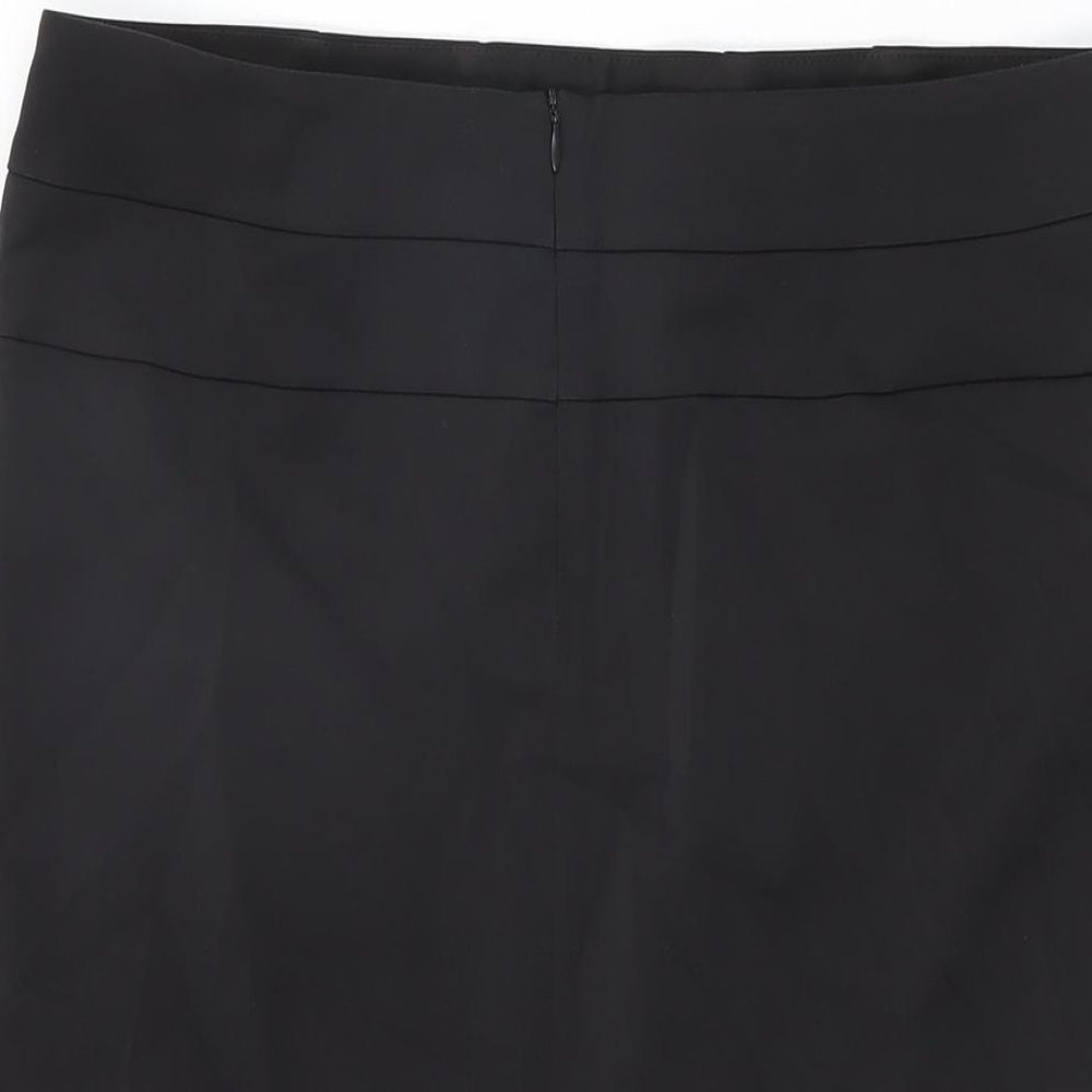 Warehouse Womens Black Cotton Straight & Pencil Skirt Size 12 Zip