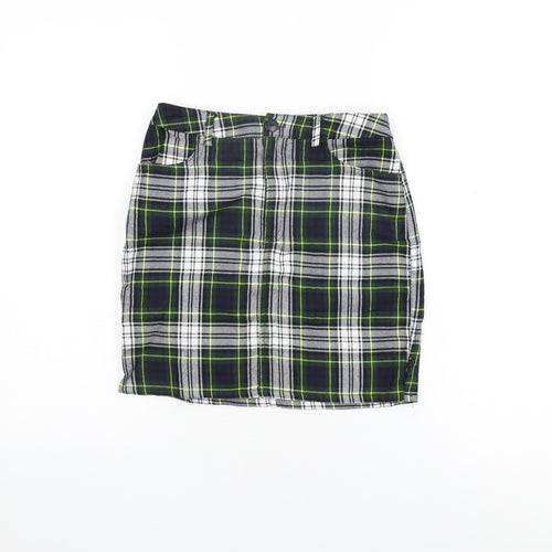 Urban renewal Womens Green Plaid Polyester Mini Skirt Size XS Zip