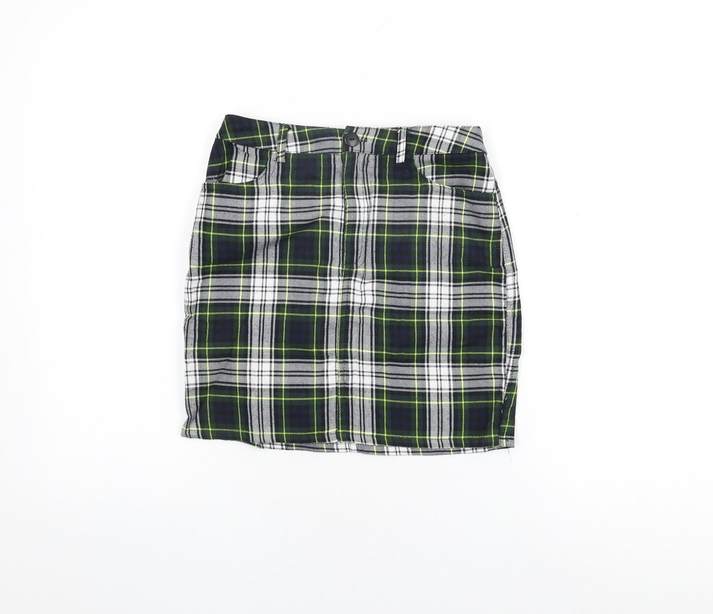 Urban renewal Womens Green Plaid Polyester Mini Skirt Size XS Zip