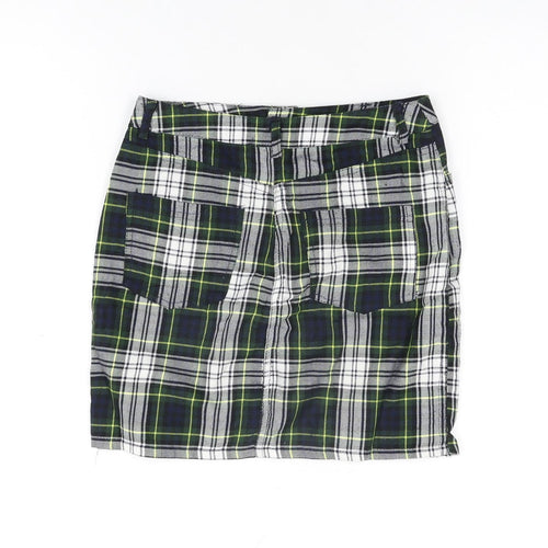 Urban renewal Womens Green Plaid Polyester Mini Skirt Size XS Zip