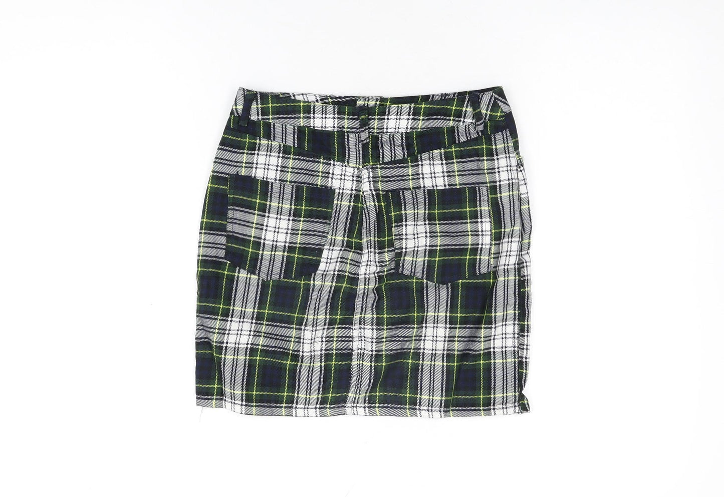 Urban renewal Womens Green Plaid Polyester Mini Skirt Size XS Zip