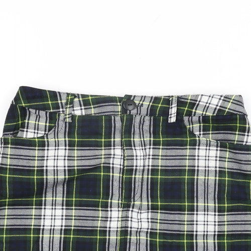 Urban renewal Womens Green Plaid Polyester Mini Skirt Size XS Zip