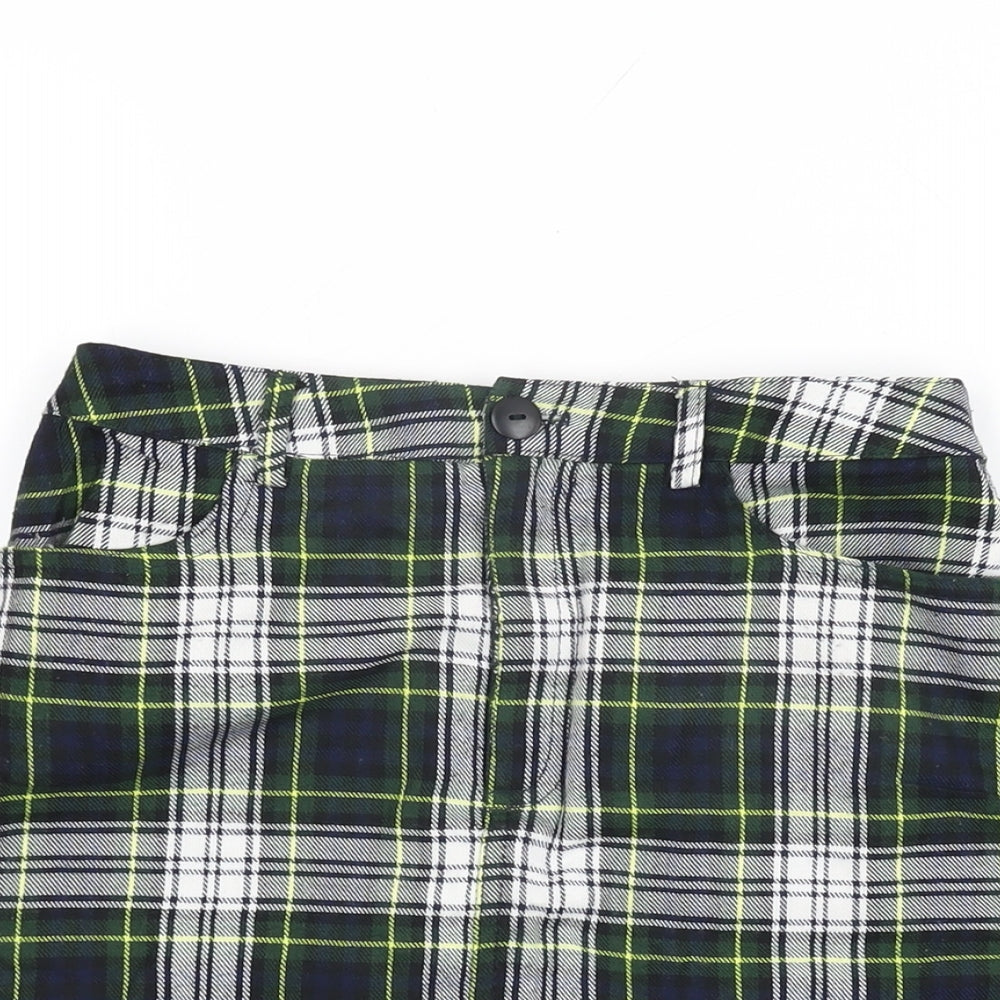 Urban renewal Womens Green Plaid Polyester Mini Skirt Size XS Zip