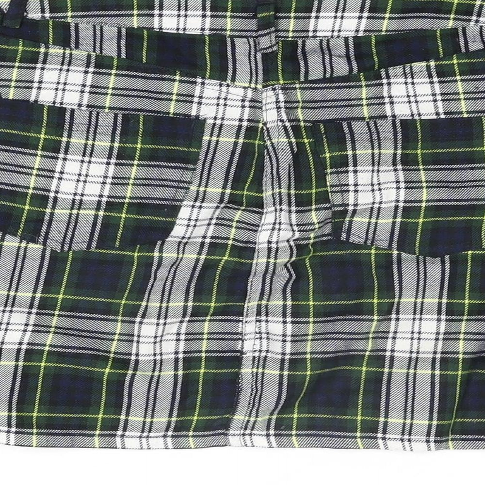 Urban renewal Womens Green Plaid Polyester Mini Skirt Size XS Zip