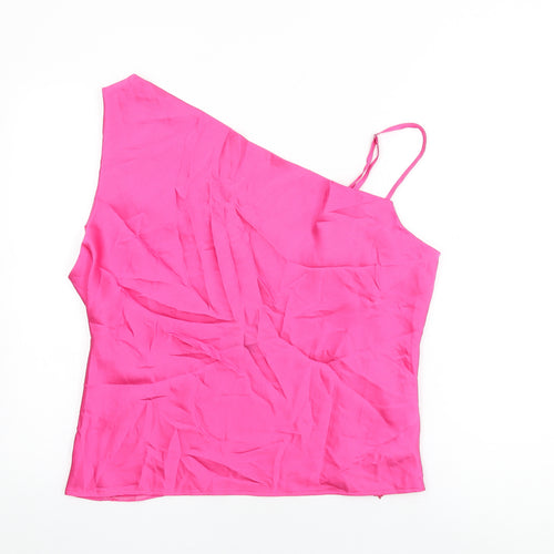 Nasty Gal Womens Pink Polyester Basic T-Shirt Size 20 One Shoulder