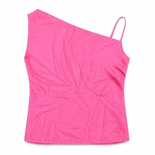 Nasty Gal Womens Pink Polyester Basic T-Shirt Size 20 One Shoulder
