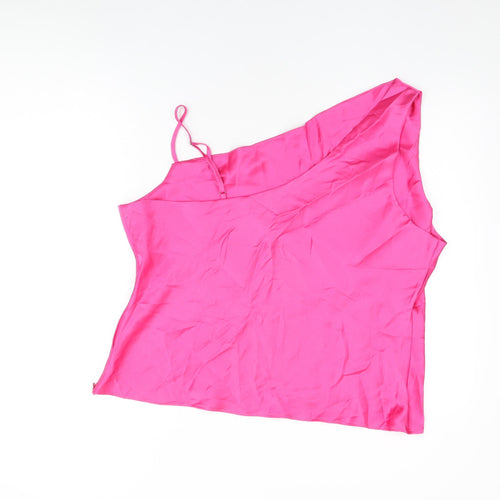 Nasty Gal Womens Pink Polyester Basic T-Shirt Size 20 One Shoulder