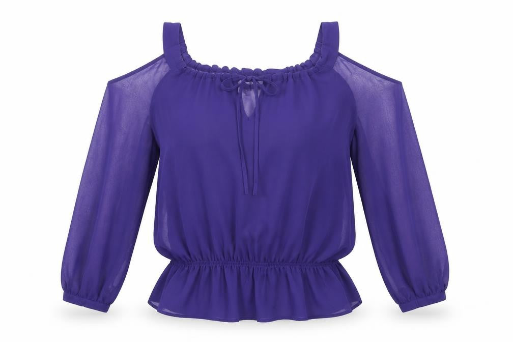 Front view of Next women’s blue polyester basic blouse, size UK 12, square neck