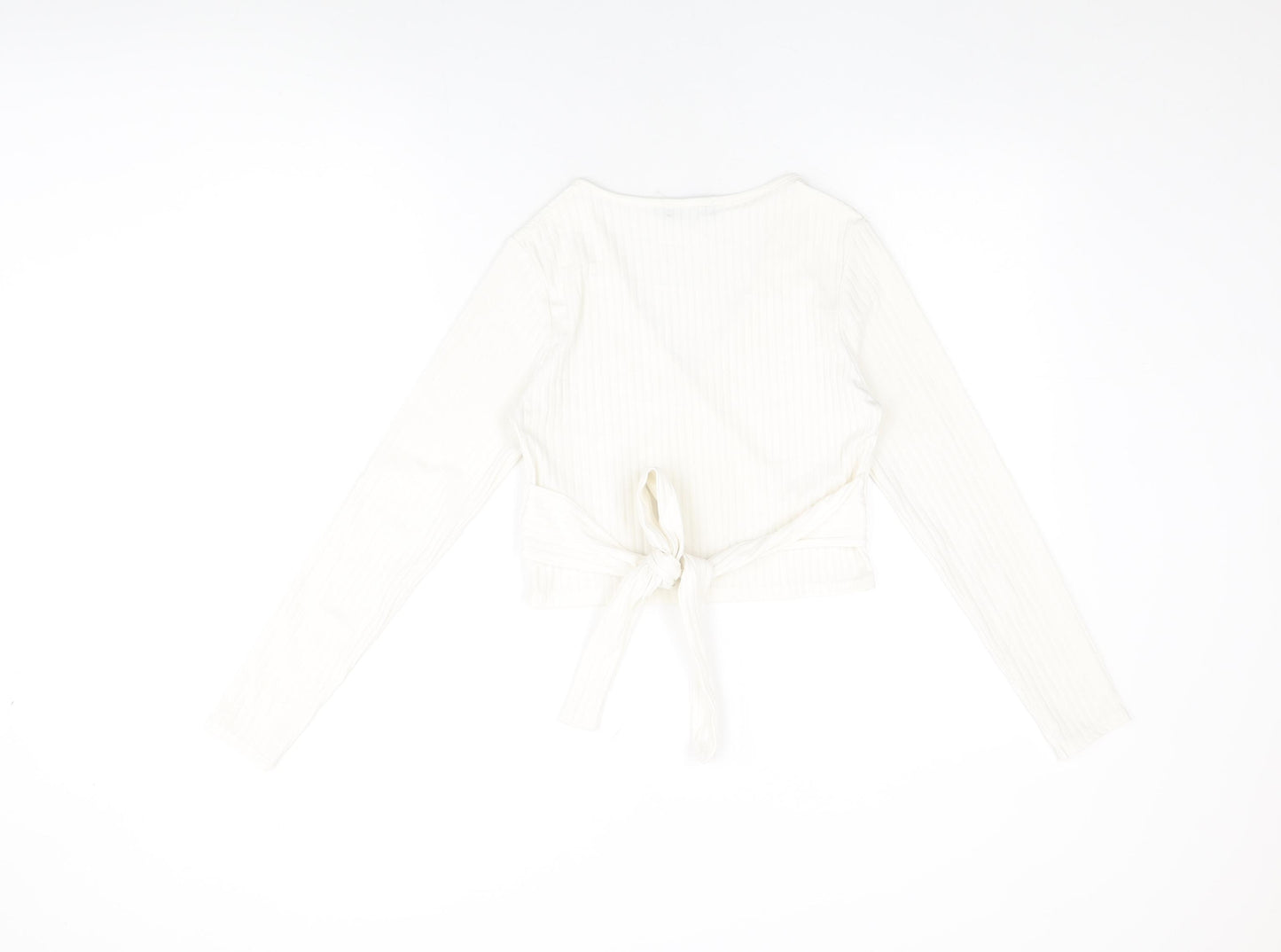 PRETTYLITTLETHING Womens White Polyester Wrap T-Shirt Size 10 V-Neck