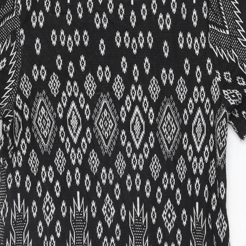 New Look Womens Black Geometric Viscose Mini Size 6 Round Neck Pullover