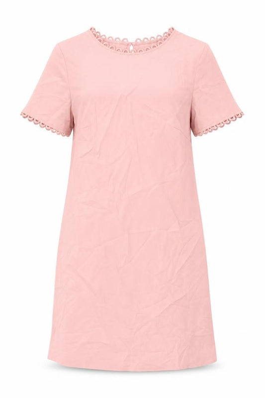 Front view of Dorothy Perkins women’s pink polyester shift, size UK 6, round neck button