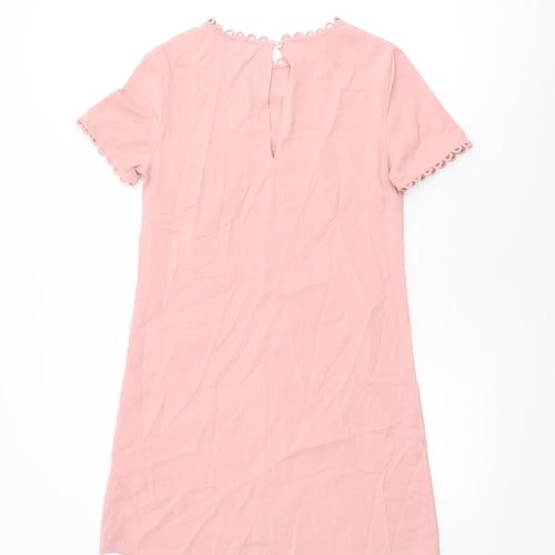 Dorothy Perkins Womens Pink Polyester Shift Size 6 Round Neck Button