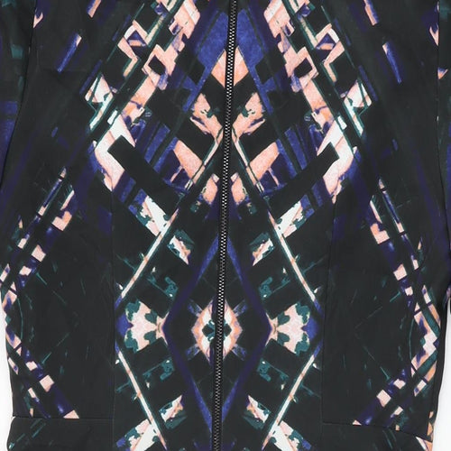 DS Dress Womens Black Geometric Polyester Shift Size 8 Round Neck Zip