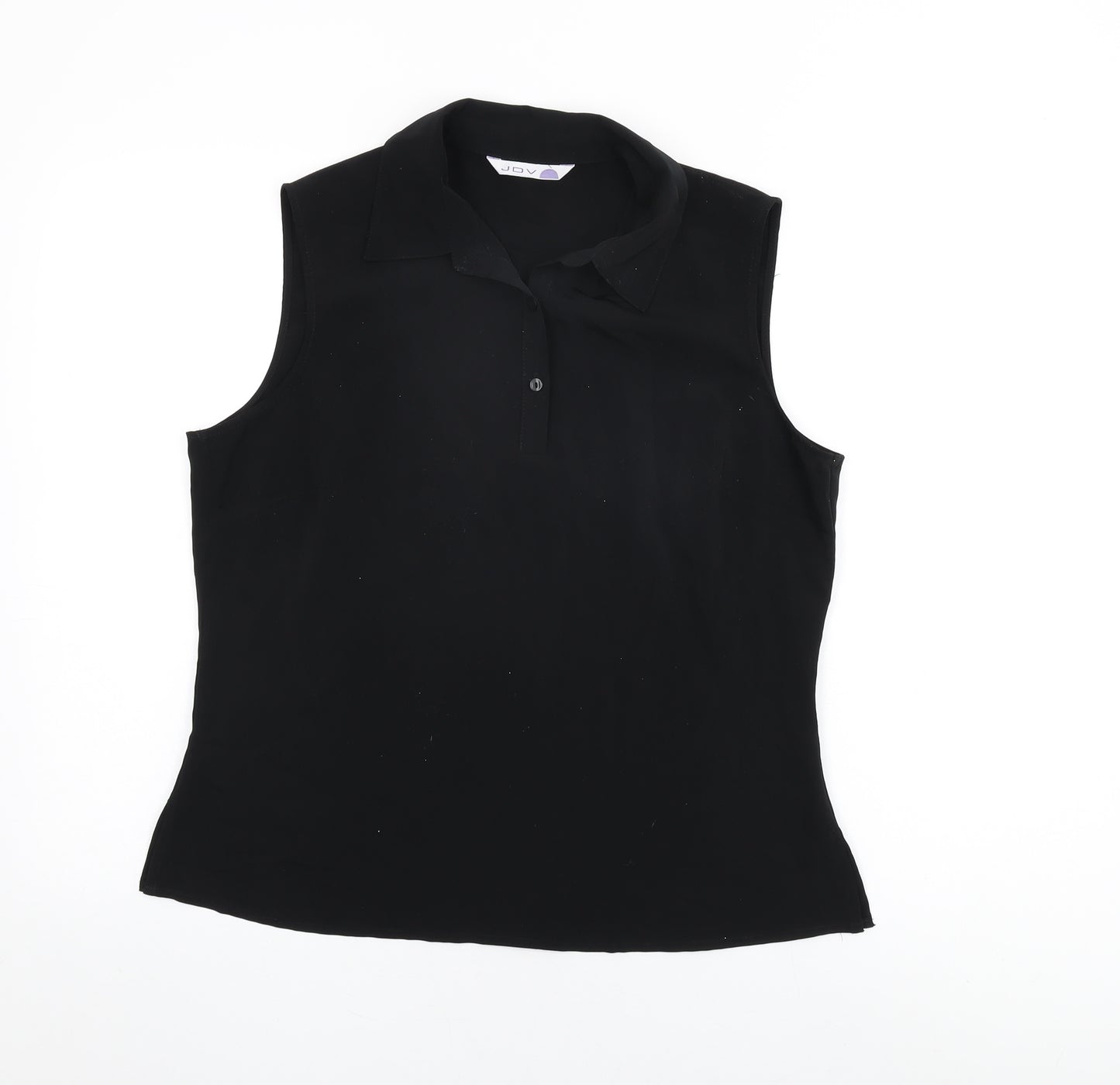JDV Womens Black Polyester Basic T-Shirt Size 16 Collared