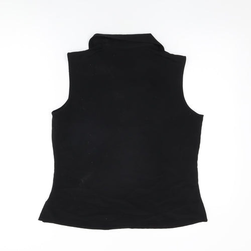 JDV Womens Black Polyester Basic T-Shirt Size 16 Collared