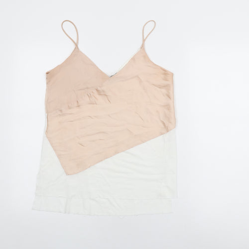 Zara Womens Pink Polyester Camisole T-Shirt Size M V-Neck