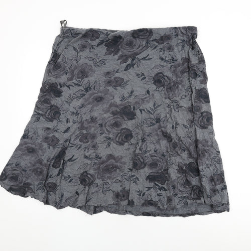 Per Una Womens Grey Floral Cotton Swing Skirt Size 20