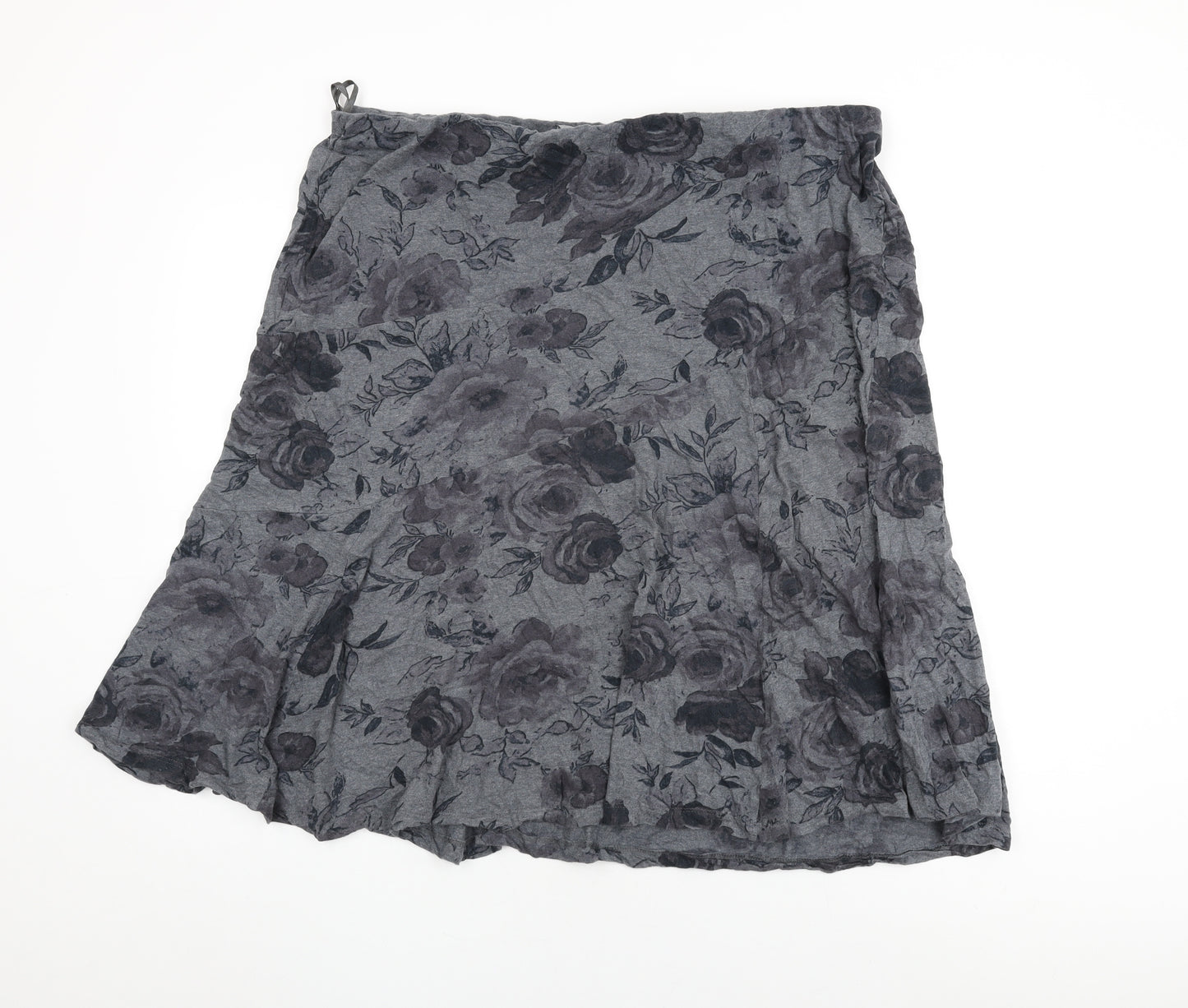 Per Una Womens Grey Floral Cotton Swing Skirt Size 20