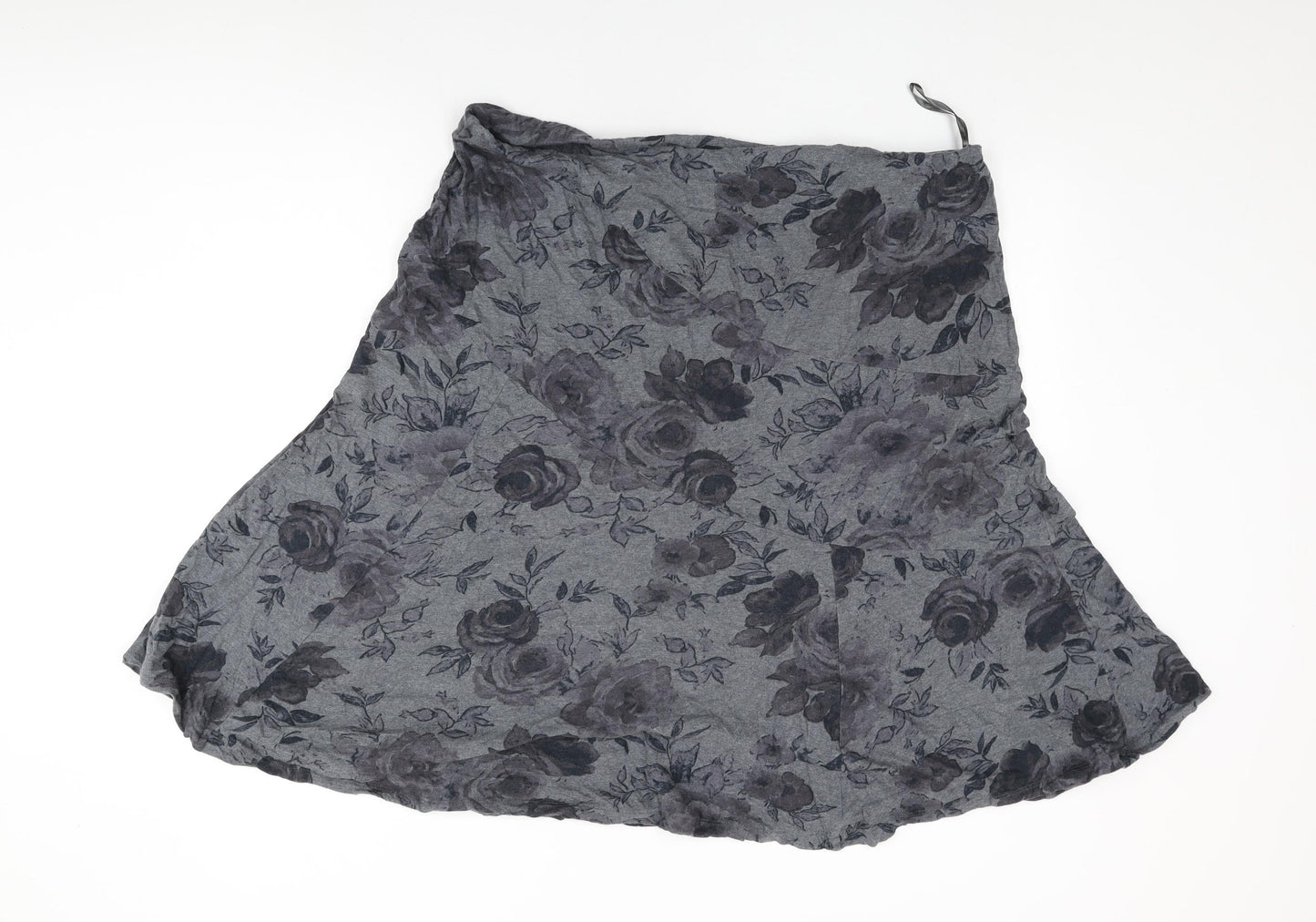 Per Una Womens Grey Floral Cotton Swing Skirt Size 20