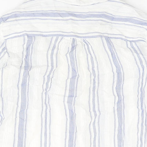 Isle Essentials Womens White Striped Cotton Basic Button-Up Size 10 Collared