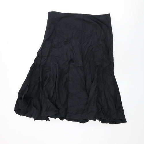 Coast Womens Black Cotton Flare Skirt Size 12 Zip