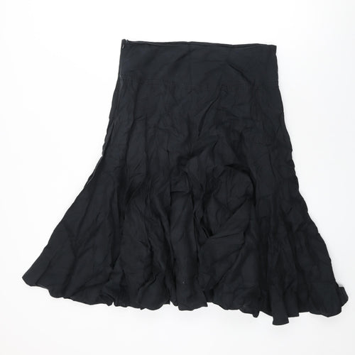 Coast Womens Black Cotton Flare Skirt Size 12 Zip