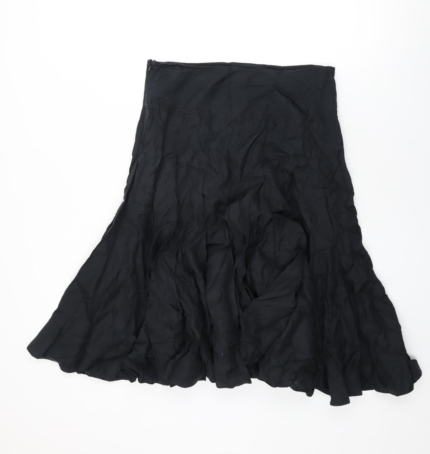 Coast Womens Black Cotton Flare Skirt Size 12 Zip