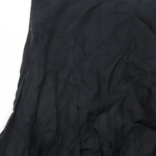 Coast Womens Black Cotton Flare Skirt Size 12 Zip