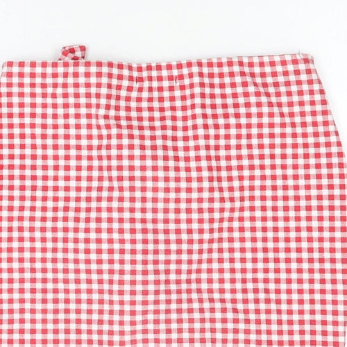 PRETTYLITTLETHING Womens Red Geometric Polyester Mini Skirt Size 10 - Gingham, Frill detail