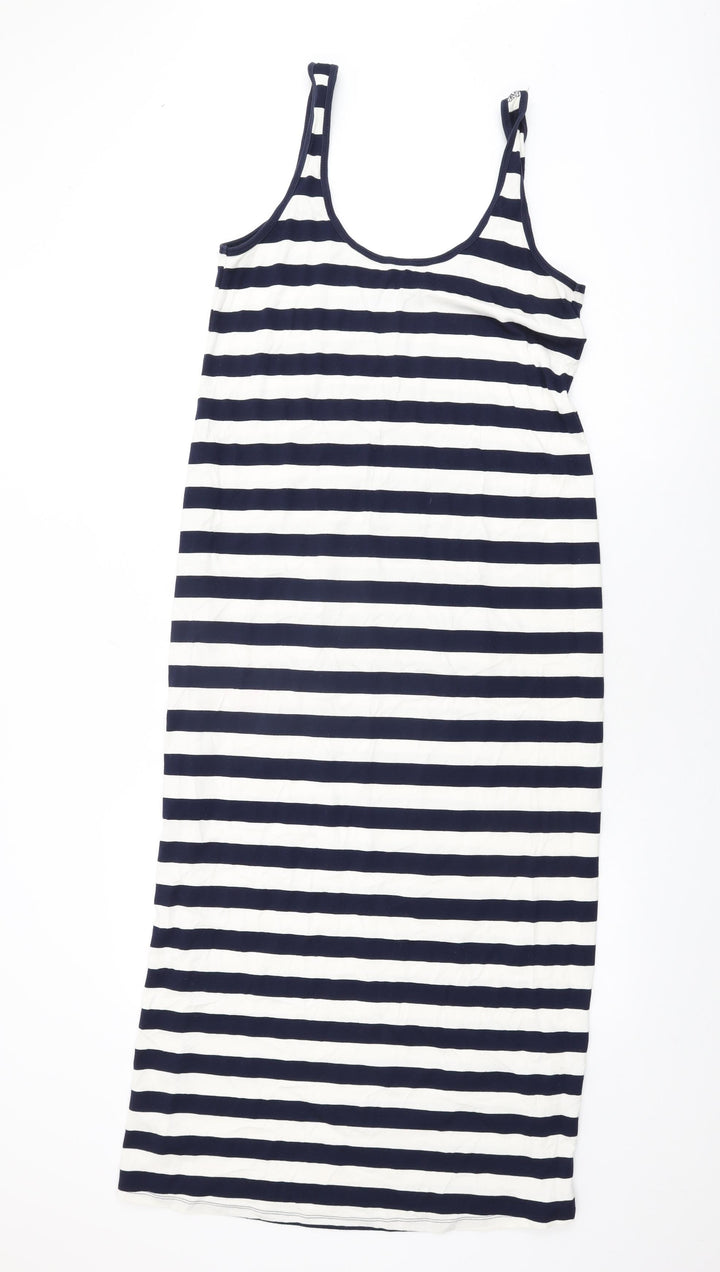 ASOS Womens White Striped Polyester Shift Size 10 Round Neck Pullover