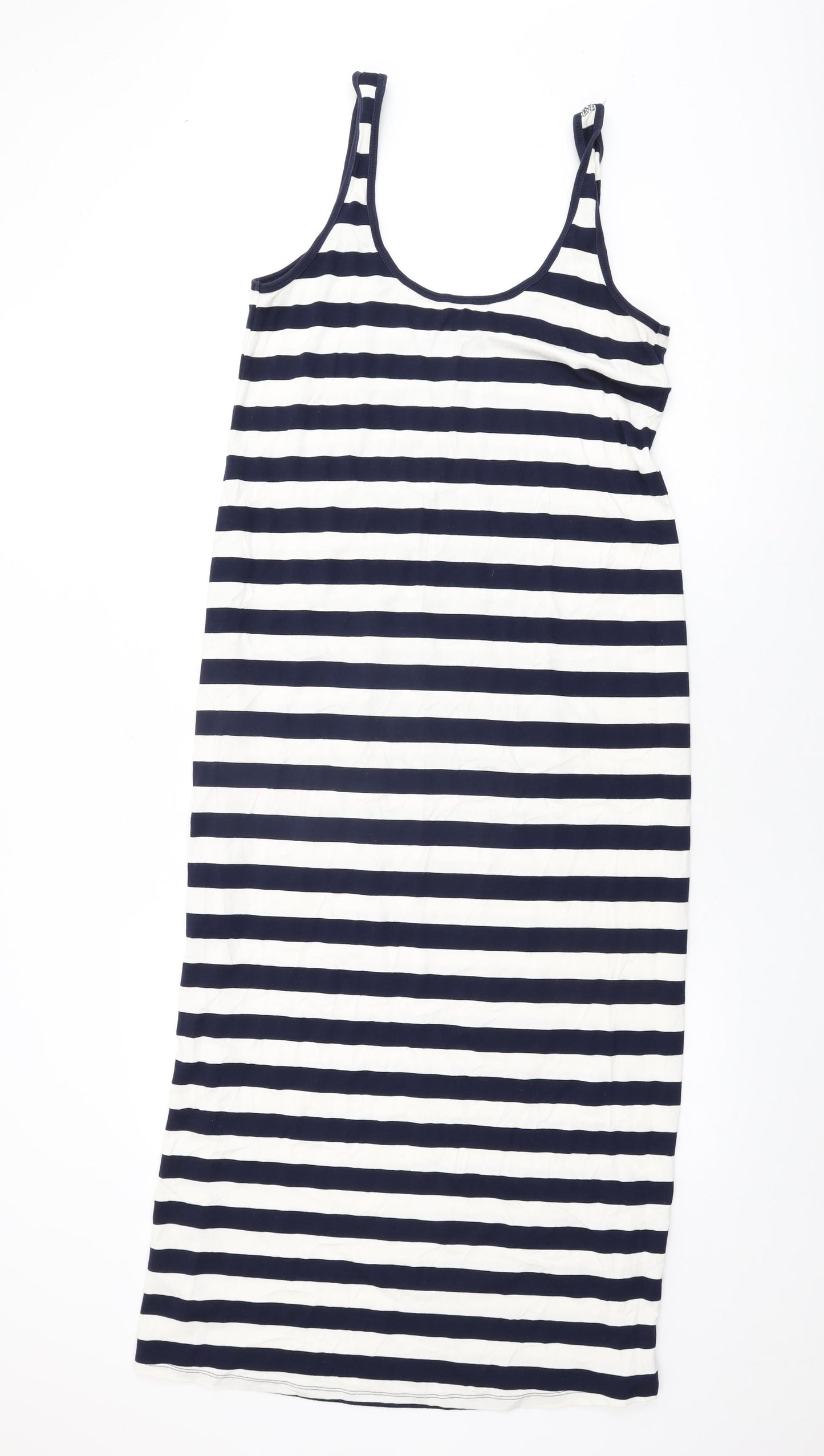 ASOS Womens White Striped Polyester Shift Size 10 Round Neck Pullover