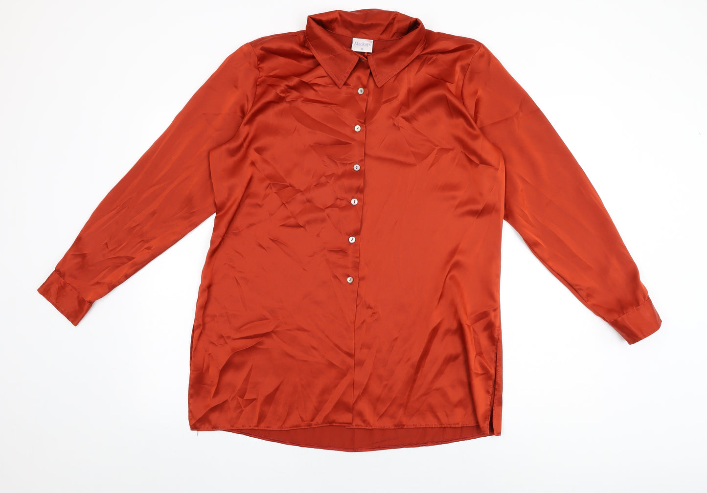 Mackays Womens Red Polyester Basic Button-Up Size 16 Collared
