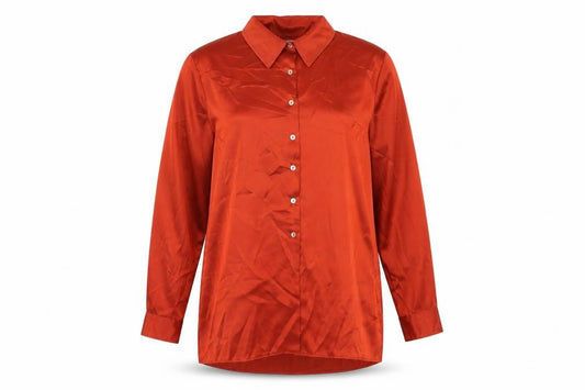 Front view of Mackays Red Polyester Basic Button-Up, size 16, Collared