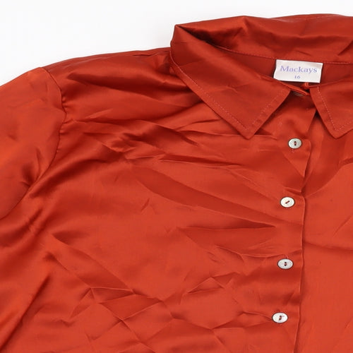 Mackays Womens Red Polyester Basic Button-Up Size 16 Collared