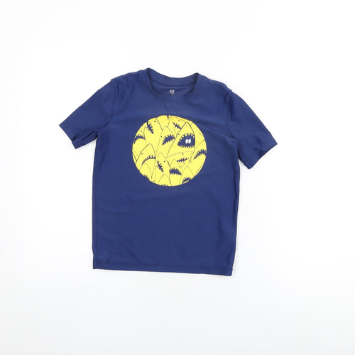 Gap Boys Blue Polyester Basic T-Shirt Size S Round Neck Pullover - Shark, Swim Top