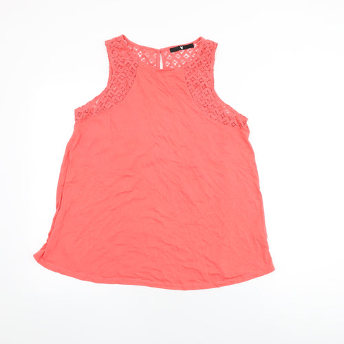 Very Womens Pink Polyester Basic T-Shirt Size 14 Round Neck