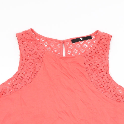 Very Womens Pink Polyester Basic T-Shirt Size 14 Round Neck