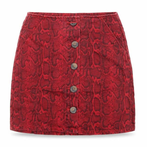 /Denim Womens Red Animal Print Cotton Mini Skirt Size 8 Button