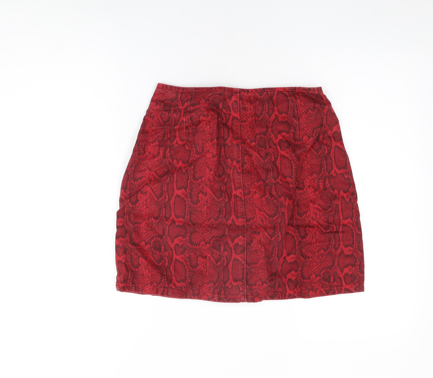 /Denim Womens Red Animal Print Cotton Mini Skirt Size 8 Button